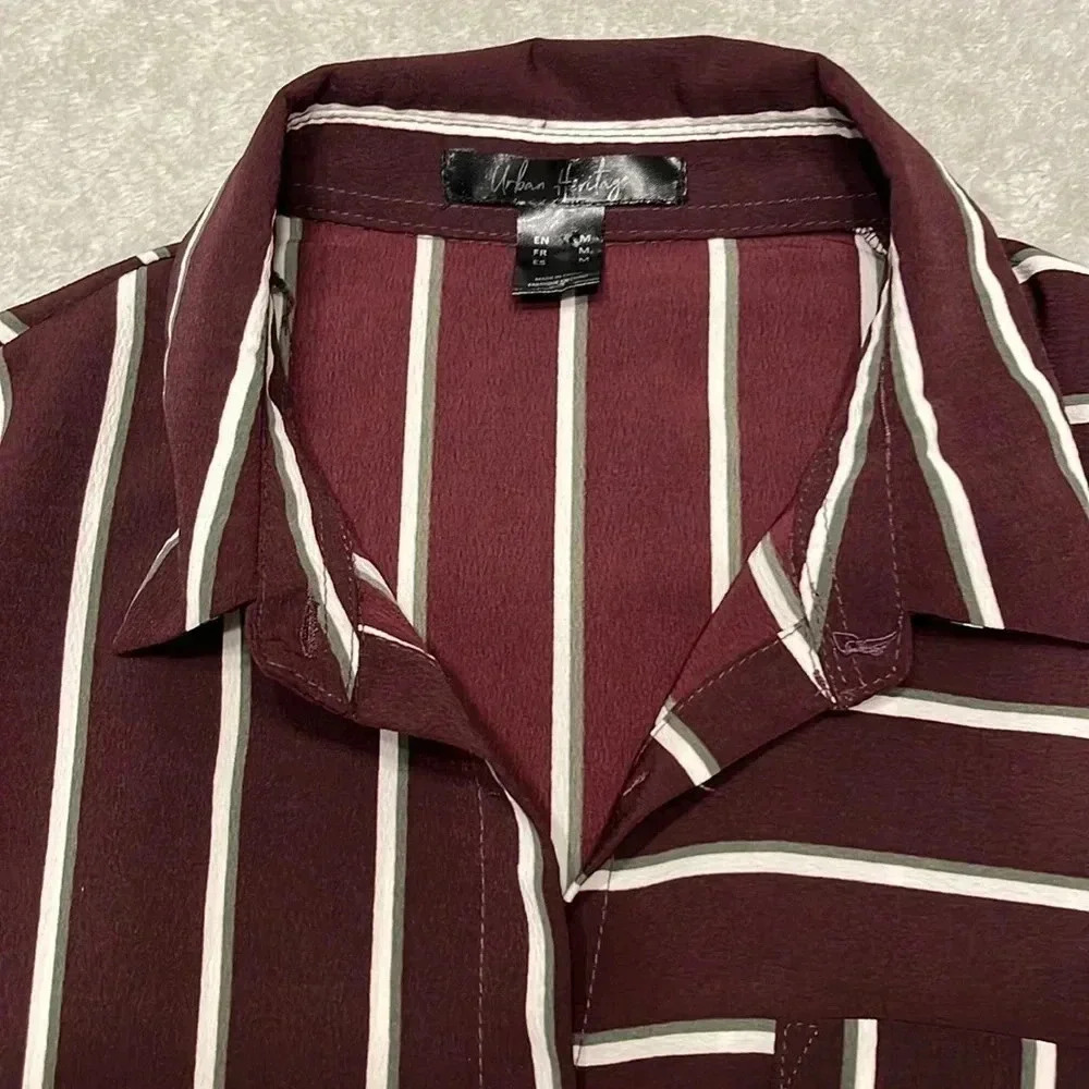 Urban Heritage Oversized Striped Button Down Top Blouse Size M